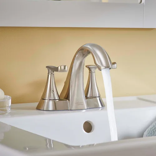 Vista 2 de American Standard 7413201.295 Chatfield - Grifo de baño con 2 manijas y centro de 4 pulgadas, 1.2 GPM, níquel cepillado