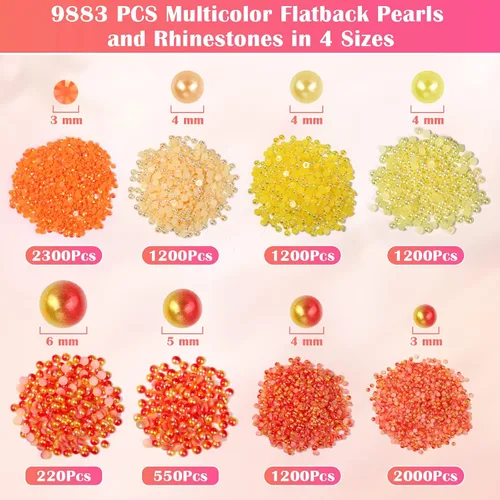 Vista 3 de 10000 perlas para uñas de diamantes de imitación para uñas con 4 piezas de pegamento B7000 de 0.5 fl oz, perlas para manualidades, 4