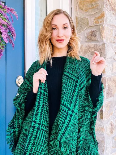 Vista 52 de Moss Rose Chal de viaje para mujer, capa tipo poncho de frente abierto para otoño e invierno