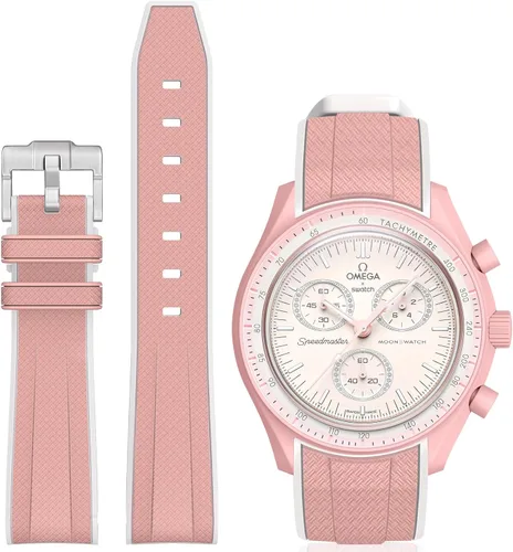 Vista 15 de Correa Stanchev para reloj Moonswatch, correa de silicona suave curvada sin espacio de 20mm para reloj Omega X Swatch Speedmaster, correa