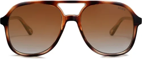 Vista 2 de SOJOS Gafas de sol de aviador polarizadas retro para mujer SJ2174 Tortuga ámbar/marrón