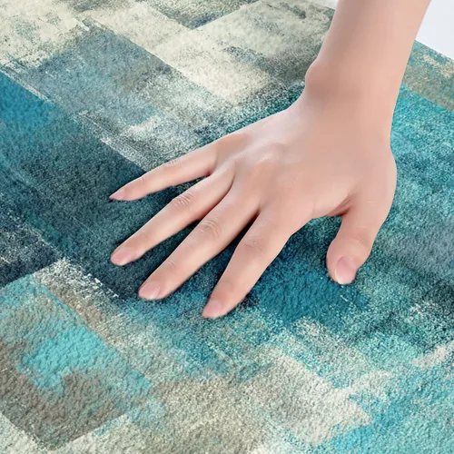 Vista 3 de Erosebridal Alfombra de baño turquesa de 16 x 24 pulgadas, antideslizante, verde azulado y gris, para niñas y adultos, alfombra de puerta
