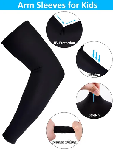 Vista 5 de 12 pares de mangas de brazo deportivos para niños, mangas de brazo para baloncesto y béisbol, con protección UV, protección solar, refrigeración