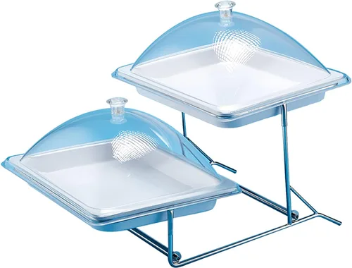 Vista 8 de Mlaea Bandeja blanca para alimentos con estante desmontable de acero inoxidable, soporte de frutas de gran capacidad para banquetes y bufé