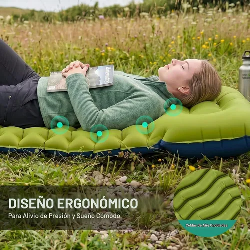 Vista 7 de Overmont Almohadilla de dormir ultraligera para acampar con almohada, bomba