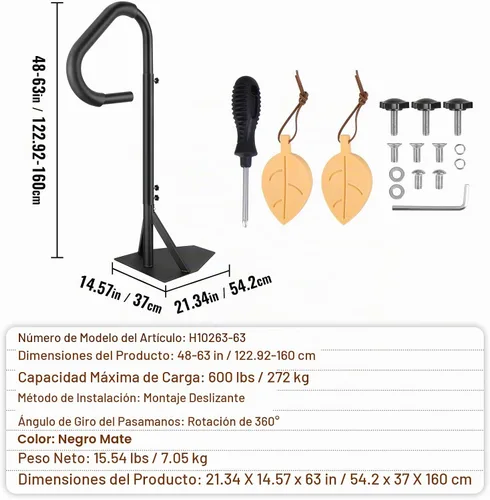 Vista 7 de VEVOR Pasamanos para Bañera de Hidromasaje, Pasamanos Lateral para Spa Giratorio 360° con Altura Ajustable de 48"-63", Barandilla de Aluminio