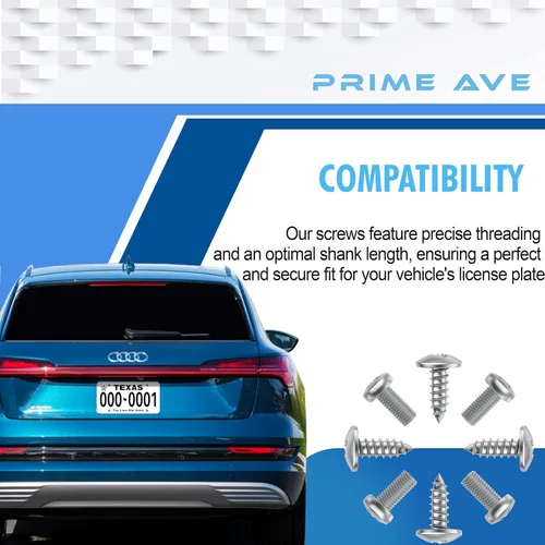 Vista 3 de Juego de tornillos de matrícula de acero inoxidable para placas delanteras/traseras, marcos y cubiertas compatible con Audi A3 A4 A5 A6 A7 A8 S3 S4