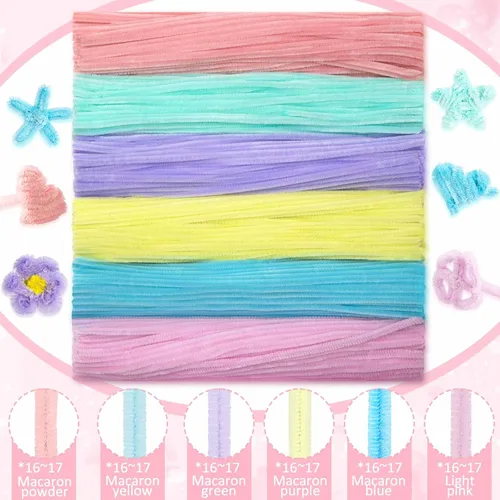 Vista 3 de Peryiter - Paquete de 500 limpiapipas para manualidades, macaron, 12 Macarrón