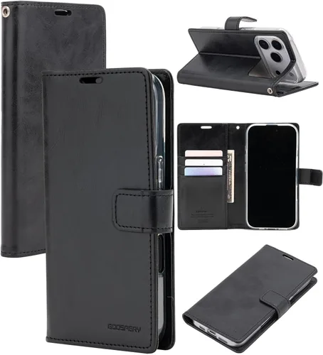 Vista 51 de GOOSPERY Funda Blue Moon para Galaxy S21 de 6.2 pulgadas (2021), soporte de piel sintética premium con soporte para tarjetas (negro)