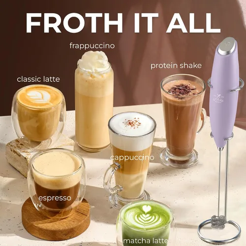 Vista 246 de Zulay Milk Boss Espumador de leche potente manual, hace espuma para latte, batidor para mezclar bebidas, café, miniespumador para capuchino, frappé