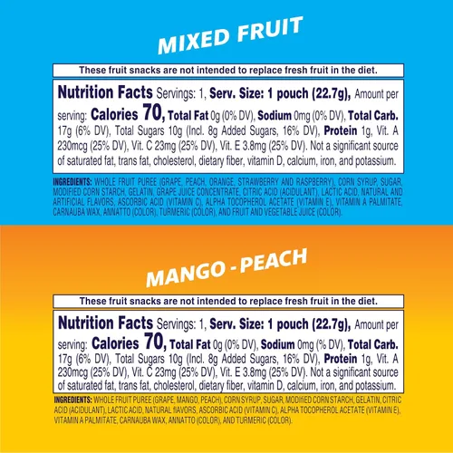 Vista 2 de Welch's Fruit Snacks, frutas mixtas y melocotón de mango, 0.8 onzas, 60