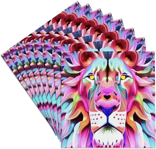 Vista 7 de 3dRose an Unreal Dreamlike Lion Fantasy Art Set of 4 Coasters - Cork