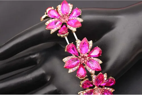 Vista 4 de Pulsera elástica de cristal con forma de marquesa, elegante, con forma de lágrima, joyería para novia