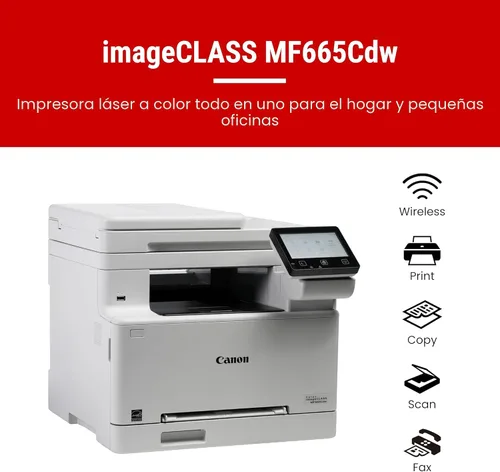 Vista 2 de Canon Color imageCLASS MF665Cdw - Impresora láser dúplex inalámbrica, todo en uno con copiadora, escáner, fax, alimentador automático de documentos