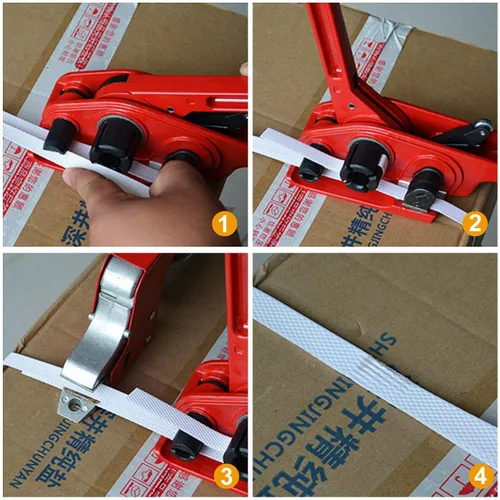 Vista 9 de Manual resistente 4 en 1 PET/PP Herramientas de flejado manual para correa de 1/2-3/4" Packing Machine Set Tensioner & Sealer 3200" Packing Belt