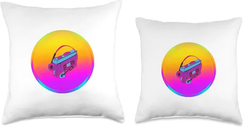 Vista 3 de Sunset Retro Walkman 90's Graphic Throw Pillow, 16x16, Multicolor
