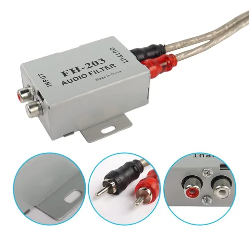 Vista 3 de XMSJSIY Filtro aislante de ruido de audio para automóvil, 2 canales RCA de señal de tierra supresor de ruido eliminador de filtro para amplificador