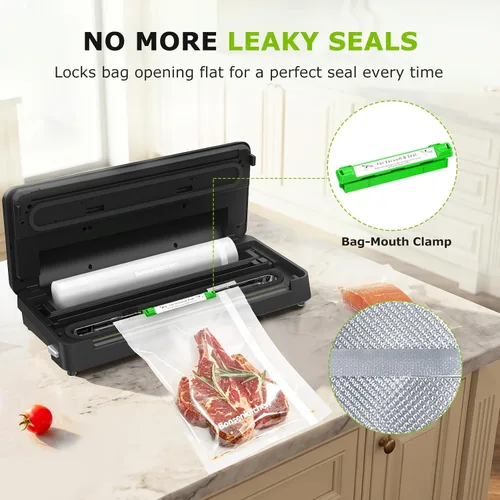 Vista 5 de Bonsenkitchen Máquina selladora al vacío,1 rollo y 5 bolsas precortadas