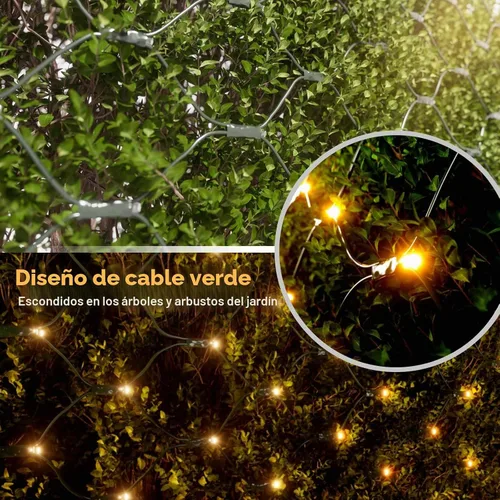 Vista 2 de Luces de red de Navidad para exteriores, 14.8 pies x 5 pies, 300 luces LED de red blanca cálida, 8 modos conectables, cadena de hadas, malla Blanco