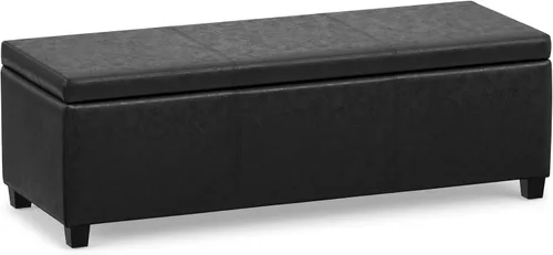Vista 22 de SIMPLIHOME Avalon 48" Wide Fabric Storage Ottoman in Alabaster Ivory