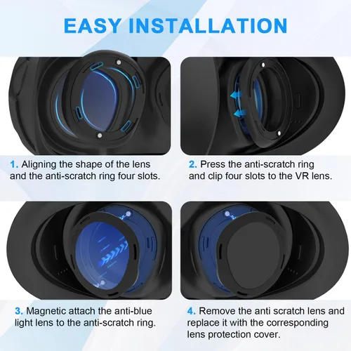 Vista 3 de Tyasoleil Blue Light Blocking Glasses for Meta Quest 3, with Magnetic Alloy Frame and Anti Blue-Light Lens Accessories Removable Lens to Accommodate