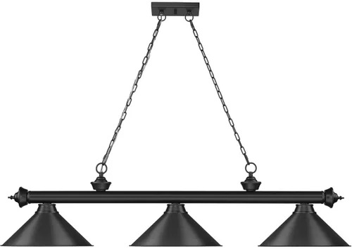 Vista 4 de Z-Lite 2306-3MB-MB15 Cordon Billar Colgante, 3 luces 180 vatios totales, negro mate
