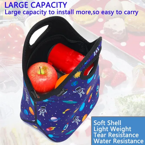 Vista 4 de FlowFly Lonchera de neopreno para niños, bolsa suave con aislamiento, mini hielera térmica para niños, niñas, hombres, mujeres, escuela, trabajo