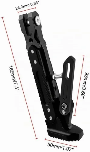 Vista 2 de Pata de Cabra de Motocicleta Soporte de Trípode Ajustable Universal de Aluminio Motor Scooter Soporte Lateral de Pie Modificado Accesorios de Negro