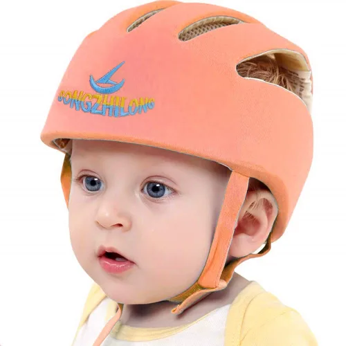 Vista 9 de Protector de cabeza de bebé ajustable, cascos para gatear y caminar, casco ligero de seguridad para bebés, para saltar, correr, transpirable, Rosa
