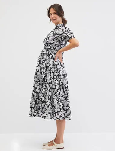 Vista 3 de Motherhood Maternity Vestido largo de maternidad para mujer, para sesión de fotos o baby shower