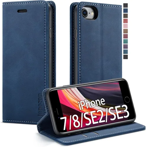 Vista 22 de japezop Funda tipo cartera compatible con iPhone Xs/iPhone X con tarjetero y bloqueo RFID, funda de cuero suave con soporte magnético y funda Negro