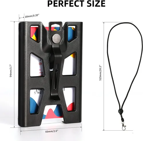 Vista 2 de ZAZE Portatarjetas para tarjetas de identificación con clip de cordón, cartera de plástico duro duradero resistente, portatarjetas verticales