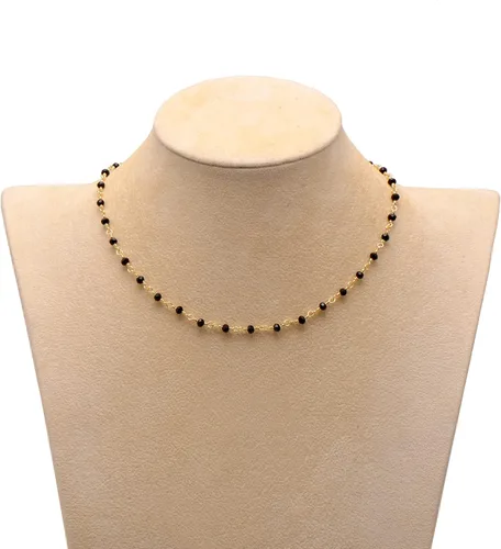 Vista 2 de Joseph Brothers Collar hecho a mano con cuentas negras y doradas para mujer, 14-24 pulgadas