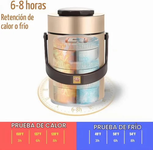 Vista 2 de Termo mejorado de 67 onzas para comida caliente, termo apilable de 3 capas, tarro de sopa con bolsa aislante, ideal para oficina, comidas al aire