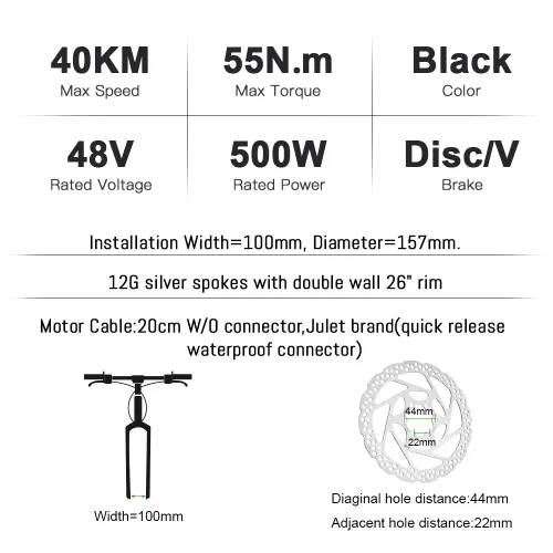 Vista 3 de Yose Power - Kit de conversión de bicicleta eléctrica impermeable de 500 W con batería de 48 V 13 Ah para cassette/rueda libre de 26 pulgadas, rueda