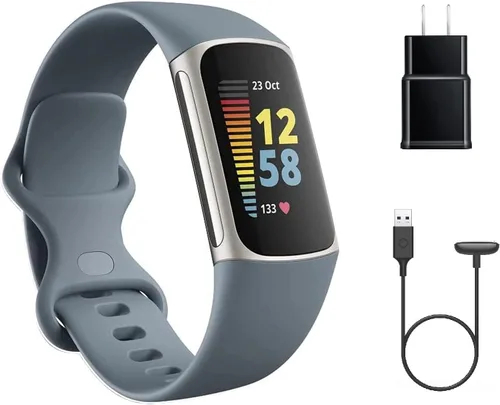 Vista 6 de Fitbit Charge 5 - Rastreador de actividad física avanzado con GPS, frecuencia cardíaca, sueño y salud, paquete de energía con adaptador