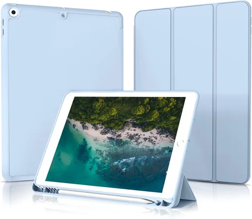 Vista 8 de Aoub Funda para iPad de 9ª/8ª/7ª generación de 10.2 pulgadas, apagado automático/activación delgada, ligera, triple soporte, funda trasera de TPU