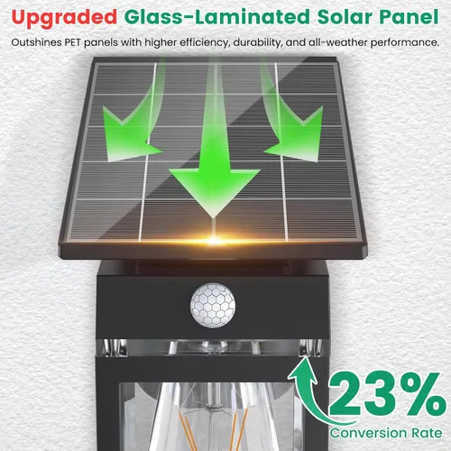 Vista 3 de Luces Solares de Porch al Aire Libre, del Anochecer al Amanecer y Luz de Pared con Sensor de Movimiento con Forma de Linterna, 3 Modos IP65