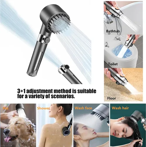 Vista 7 de Ion Drops Cabezal de Ducha Filtrado con Portátil, Flujo de Agua de Alta Presión y 3 Modos de Rociado, 5 Filtros Reemplazables, 2 Mangueras de Lavado