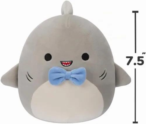 Vista 3 de Squishmallows SQCR05379 - Gordon The Grey Shark con pajarita azul, 7.5 pulgadas, multicolor