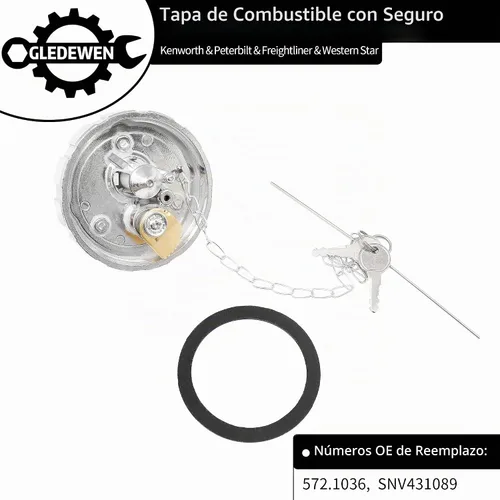 Vista 3 de Tapa de combustible de bloqueo (1 unidad), Compatible con Kenworth Peterbilt Freightliner Western Star, rosca de 3 1/2 pulgadas, ventilada de 5.5