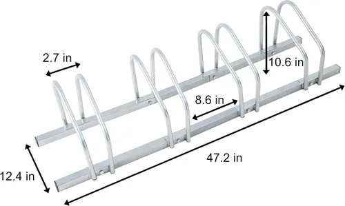 Vista 7 de SDADI 4 Bicicletas De Piso De La Bicicleta De Parking Rack De Soporte De Almacenamiento Ajustable Interior - Plata