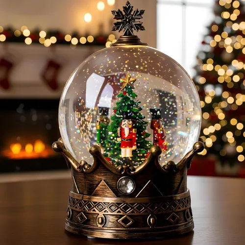 Vista 27 de Globo de nieve de Navidad con agua brillante de muñeco de nieve con música y temporizador, linterna iluminada con pilas para regalos de decoración