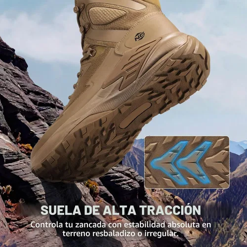 Vista 4 de NINGO Men's Military Tactical Waterproof Boots, Non Slip Work Boots for Men Marrón moca