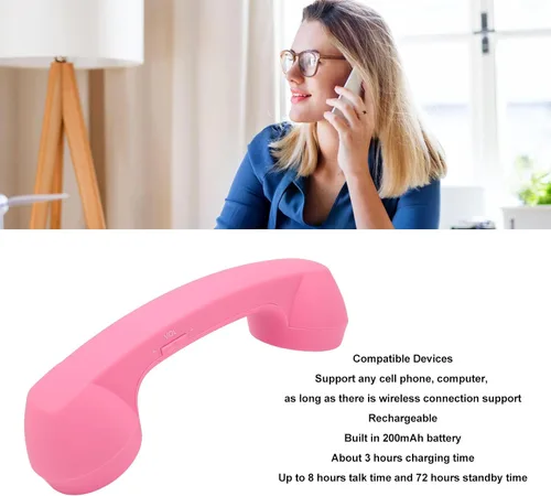 Vista 3 de Teléfono retro con Bluetooth, receptor de teléfono a prueba de radiación para teléfono celular con llamada cómoda, clásico vintage inalámbrico