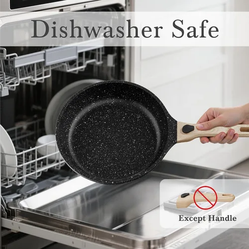 Vista 3 de Caannasweis Sartén antiadherente con mango desmontable para estufa y horno Gris