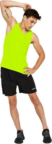 Vista 5 de DEMOZU Camiseta sin mangas de neón para hombre, brillante, para entrenamiento, gimnasio, atletismo, rave, fiesta, camiseta sin mangas