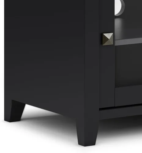 Vista 6 de Soporte Cosmopolitan de SIMPLIHOME de madera maciza negra de 48 pulgadas para televisores de hasta 50 pulgadas de ancho
