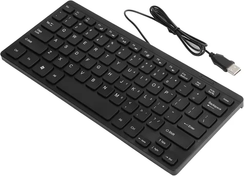 Vista 6 de Dilwe K1000 Teclado USB con cable compacto Mini portátil que ahorra espacio Plug and Play Ergonómico PC Compatible Negro