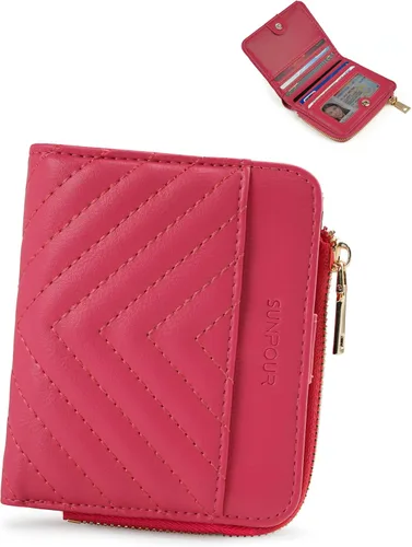 Vista 24 de Billeteras pequeñas y plegables para mujer, mini-cartera RFID para mujer, tarjetero delgado con bolsillo con cremallera para monedas y 2 ventanas